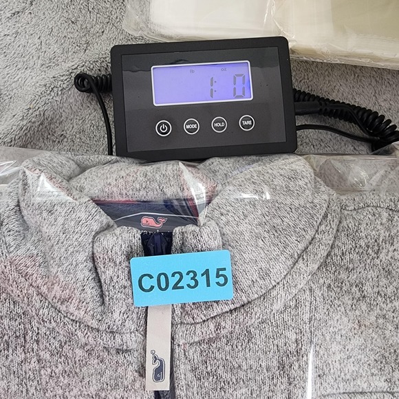 Vineyard Vines Sweater Mens S Gray Fleece Shep 1/4 Zip Mock Neck Pullover Preppy - Picture 12 of 12